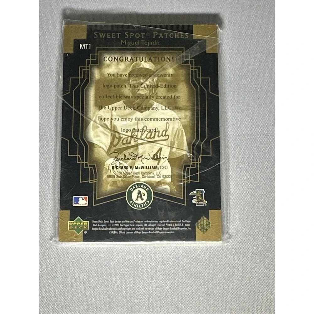 2003 Upper Deck Sweet Spot - Patches Miguel Tejada #MT1